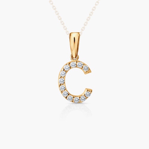 Zawieszka Litera C SAVICKI: złota, cyrkonie